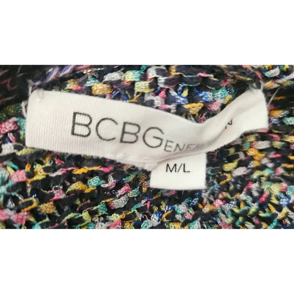 BCBG Multicolor Long Knit Cardigan Sweater M/L Pockets Button Cozy Casual‎ Chic